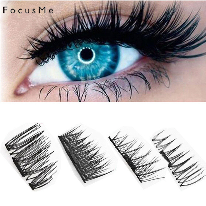 Eyelash Extension For Big Eyes - FocusMe 4pcs/2Pair Double Magnet False Eyelashes
